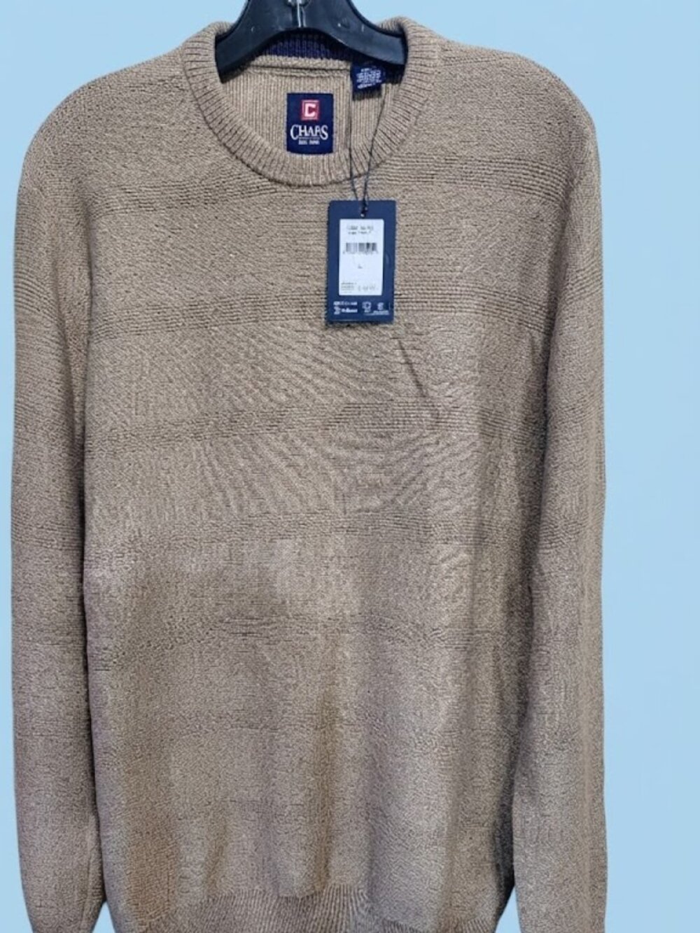 NWT Men's Chaps Size L Color Oak Twist Cotton Crewneck Sweater
